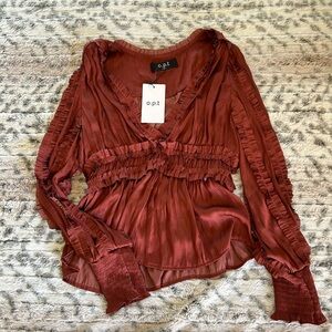 O.P.T Women's Ruffled Blouse in Rust